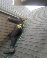 Daryl tied off screening a hard to reach area